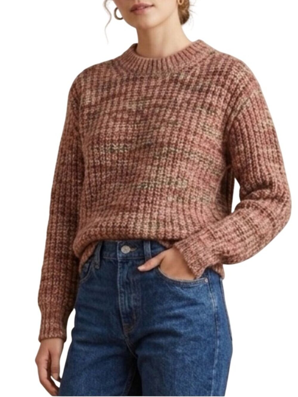 LOFT Sweater Large Petite Italian Yarn Chunky Knit Crewneck Long Sleeve Pullover